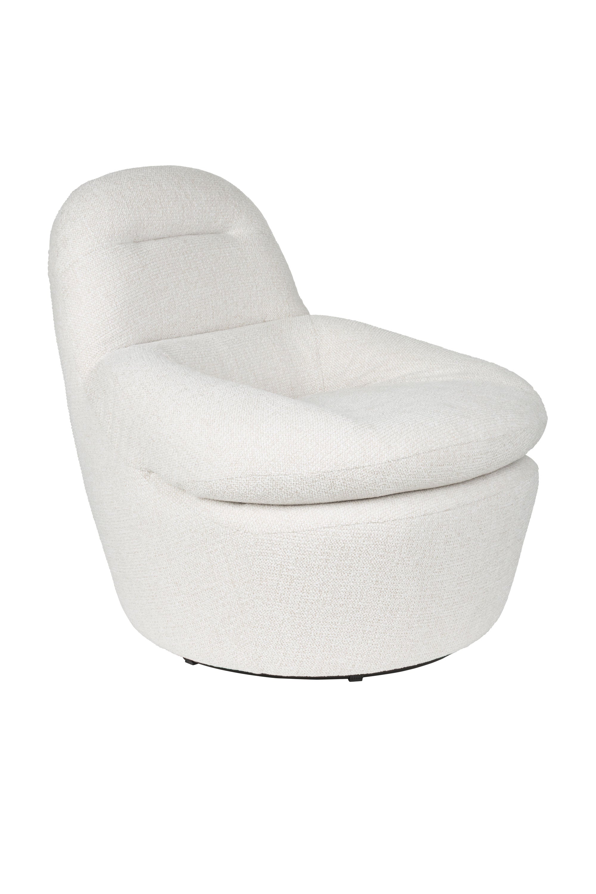 Velvoro White Boucle Swivel Lounge Chair